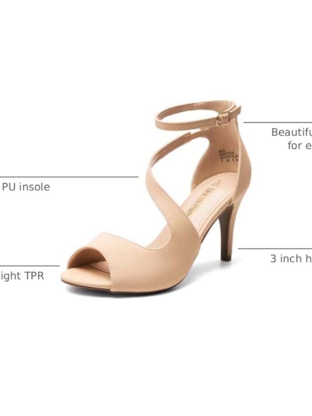 DREAM PAIRS Women's NILE Stilettos Open Toe Pump Heel Sandals - Nude Nubuck NWT - Picture 11 of 12